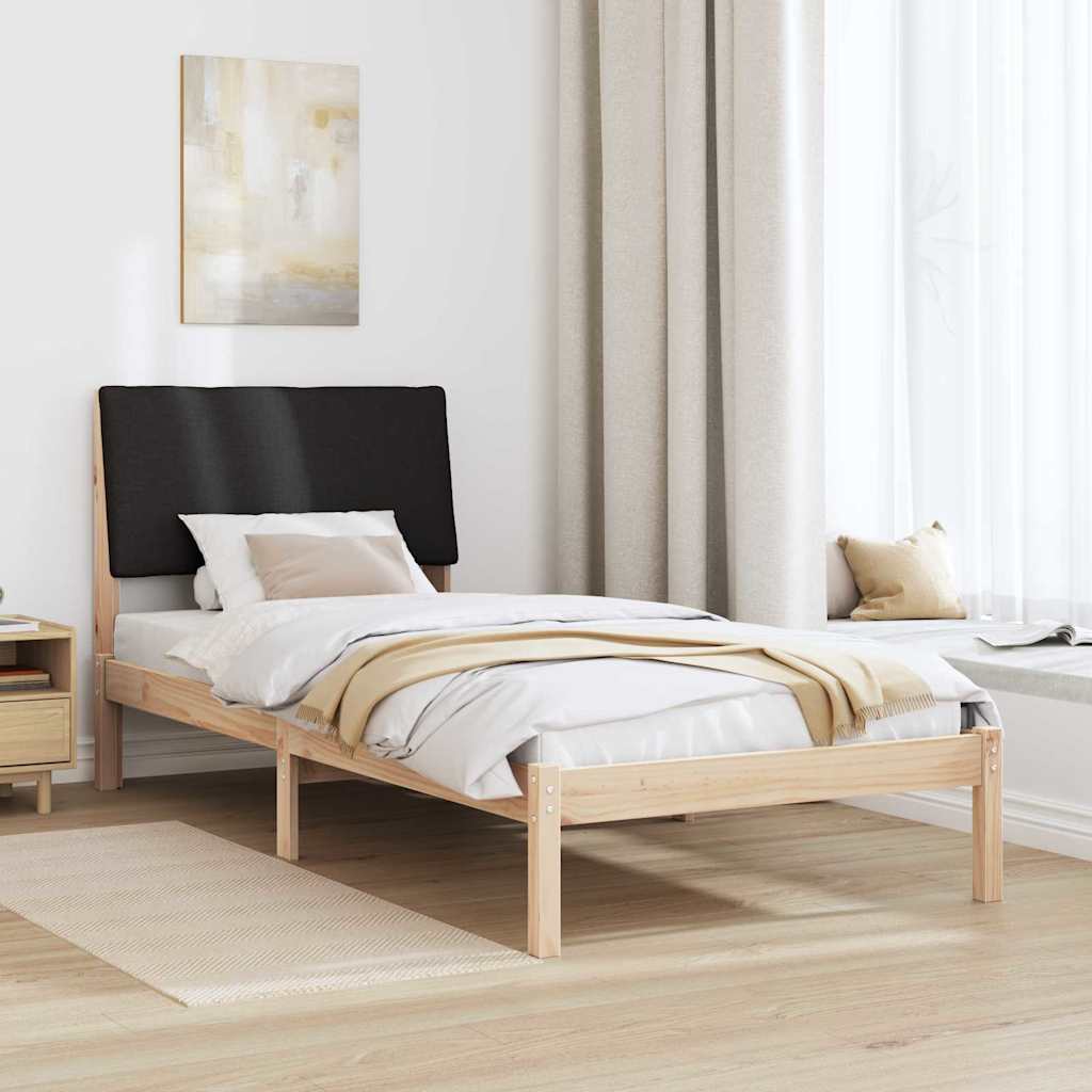 Bed frame Brown and black 100 x 200 cm Solid pine wood