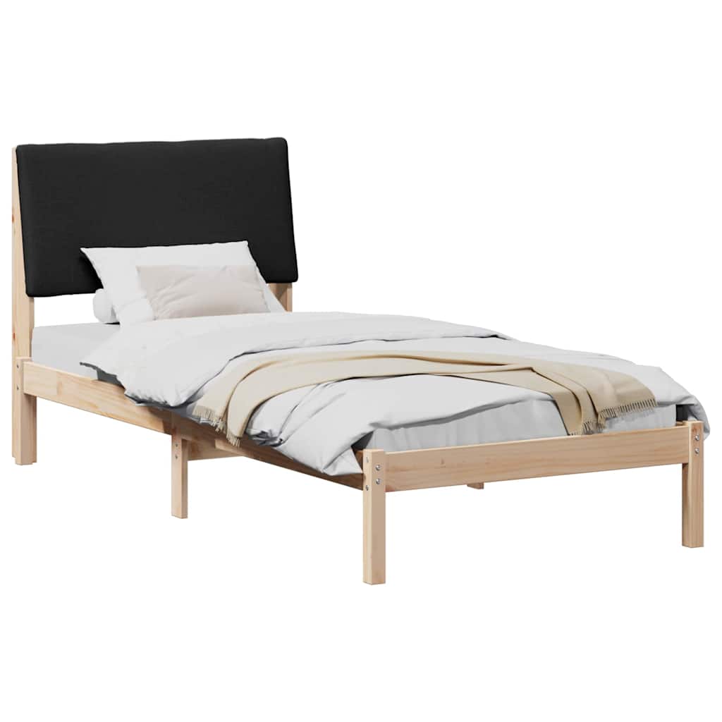 Bed frame Brown and black 100 x 200 cm Solid pine wood