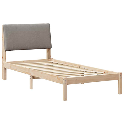 Bed frame Brown and taupe 100 x 200 cm Solid pine wood