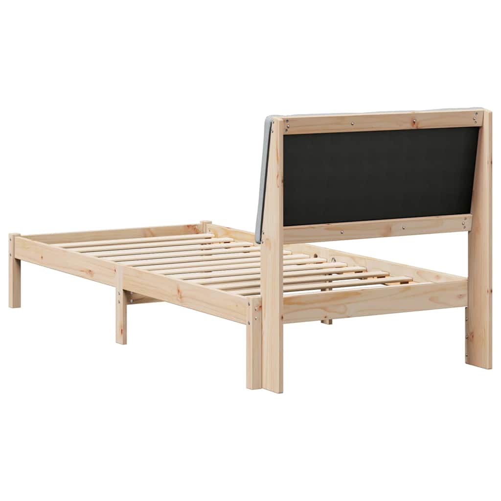 Bed frame Brown and light grey 90 x 200 cm Solid pine wood