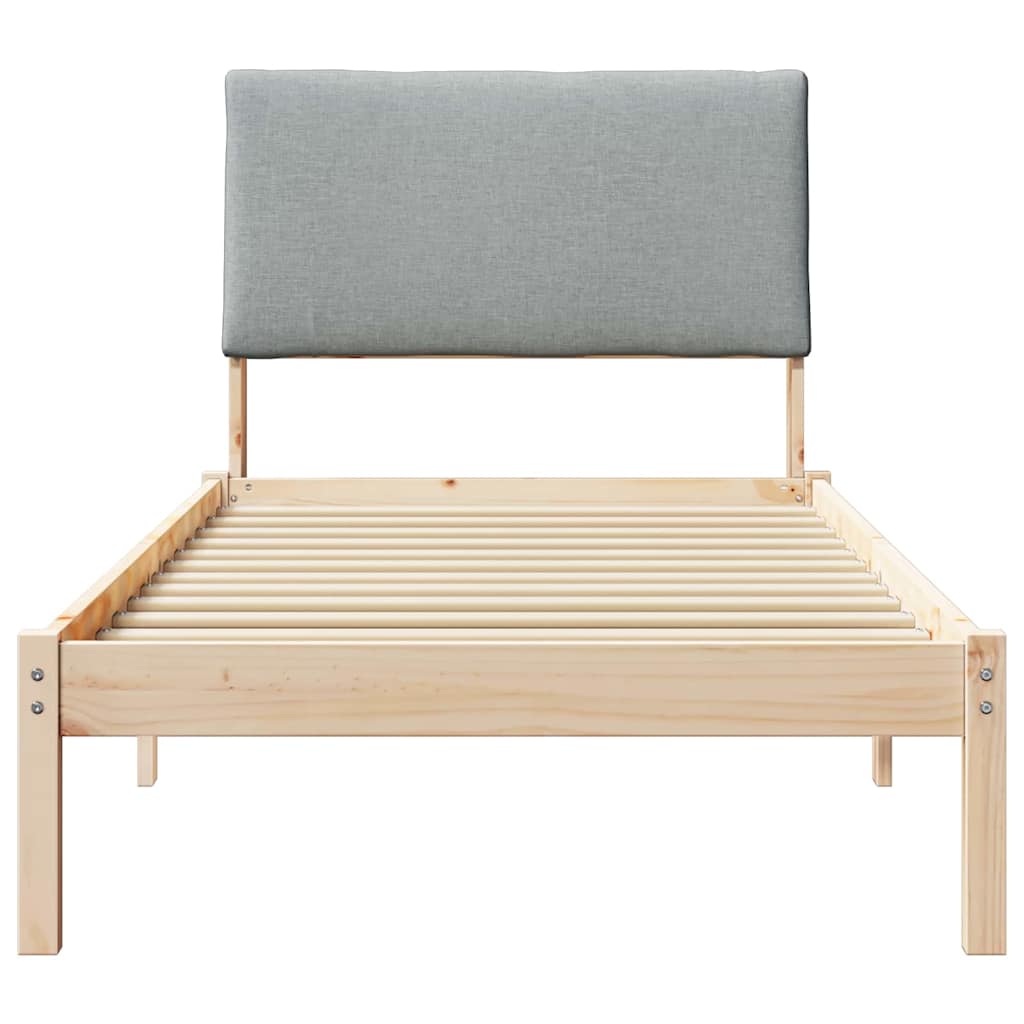 Bed frame Brown and light grey 90 x 200 cm Solid pine wood
