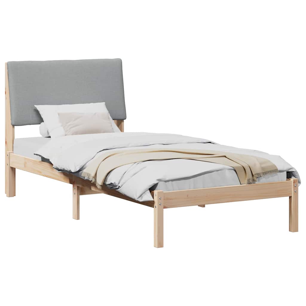 Bed frame Brown and light grey 90 x 200 cm Solid pine wood