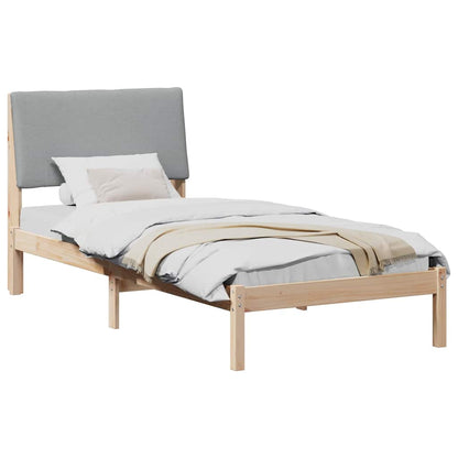 Bed frame Brown and light grey 90 x 200 cm Solid pine wood