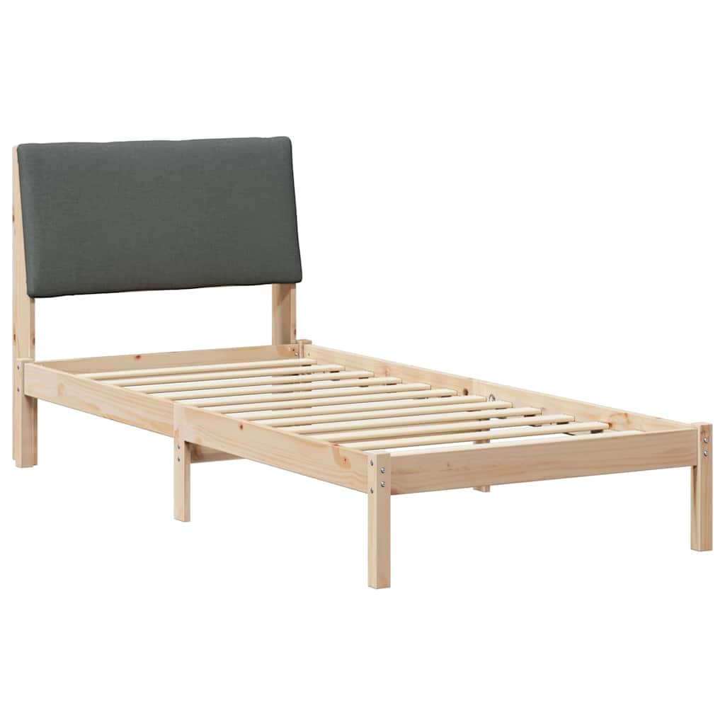 Bed frame Brown and dark grey 90 x 200 cm Solid pine wood