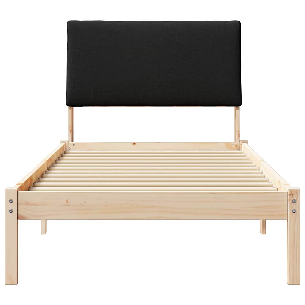 Bed frame Brown and black 90 x 200 cm Solid pine wood