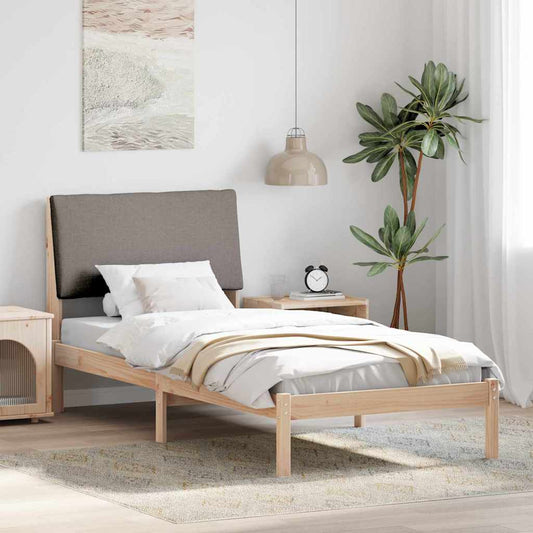 Bed frame Brown and taupe 90 x 200 cm Solid pine wood