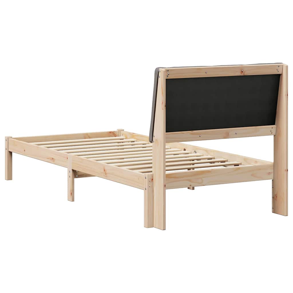 Bed frame Brown and taupe 90 x 200 cm Solid pine wood