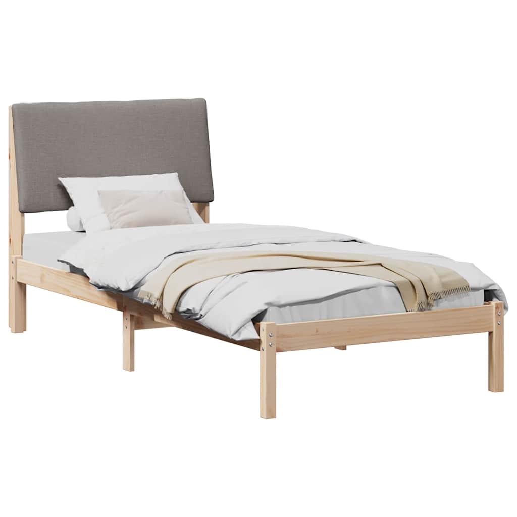 Bed frame Brown and taupe 90 x 200 cm Solid pine wood