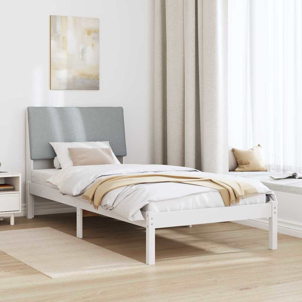 Bed frame White and light grey 90 x 200 cm Solid pine wood