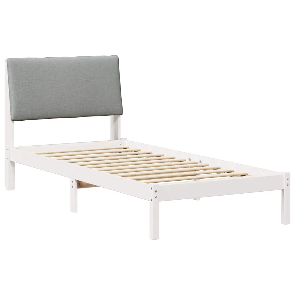 Bed frame White and light grey 90 x 200 cm Solid pine wood