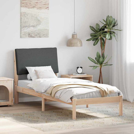 Bed frame Brown and dark grey 80 x 200 cm Solid pine wood