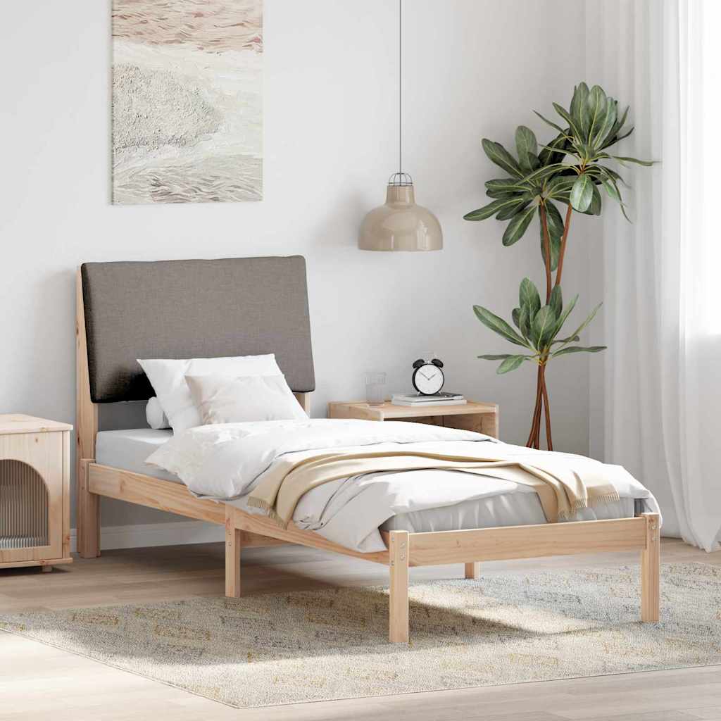 Bed frame Brown and taupe 80 x 200 cm Solid pine wood