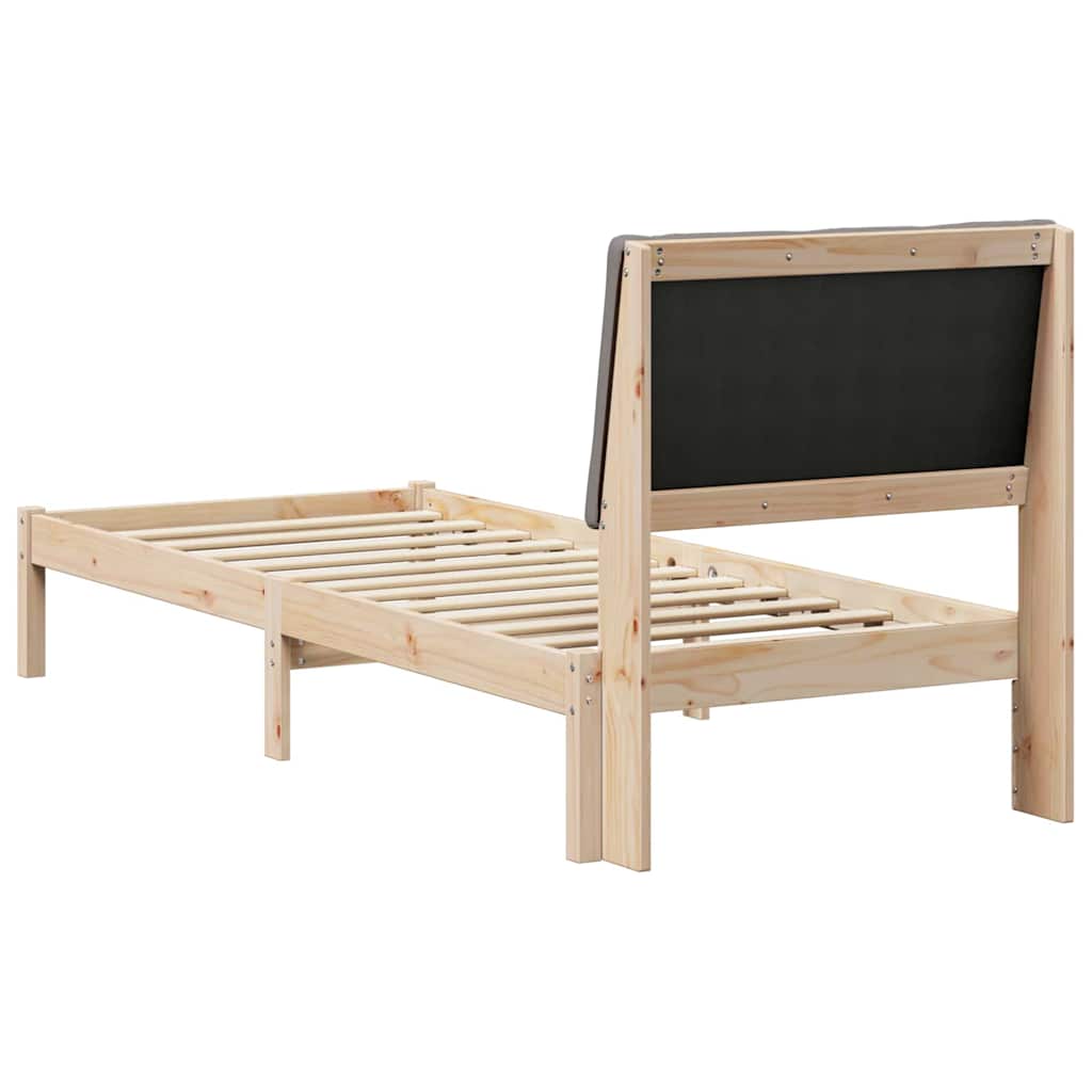 Bed frame Brown and taupe 80 x 200 cm Solid pine wood