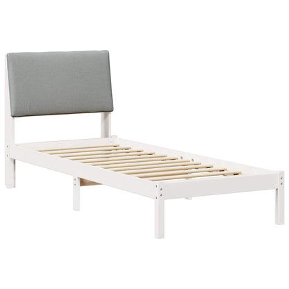 Bed frame White and light grey 80 x 200 cm Solid pine wood