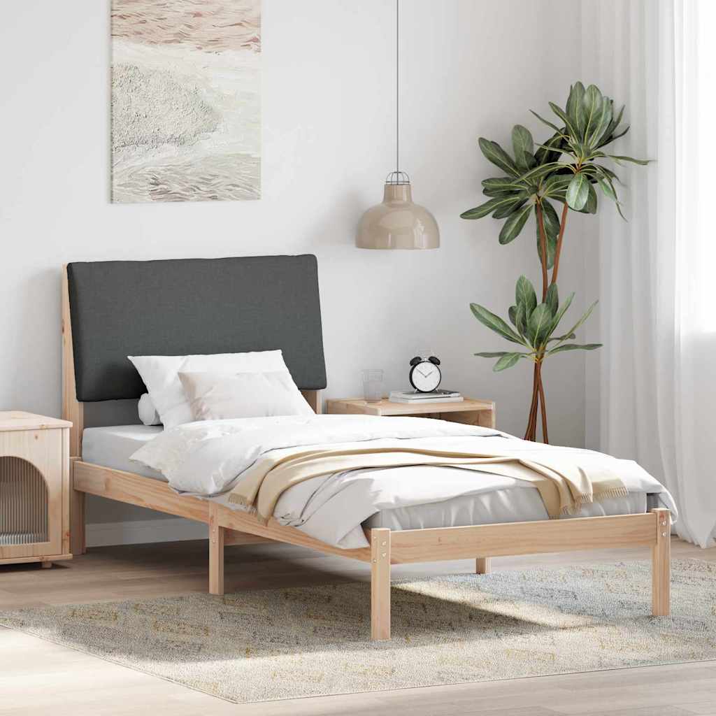Bed frame Brown and dark grey 90 x 190 cm Solid pine wood
