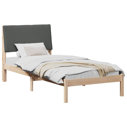 Bed frame Brown and dark grey 90 x 190 cm Solid pine wood