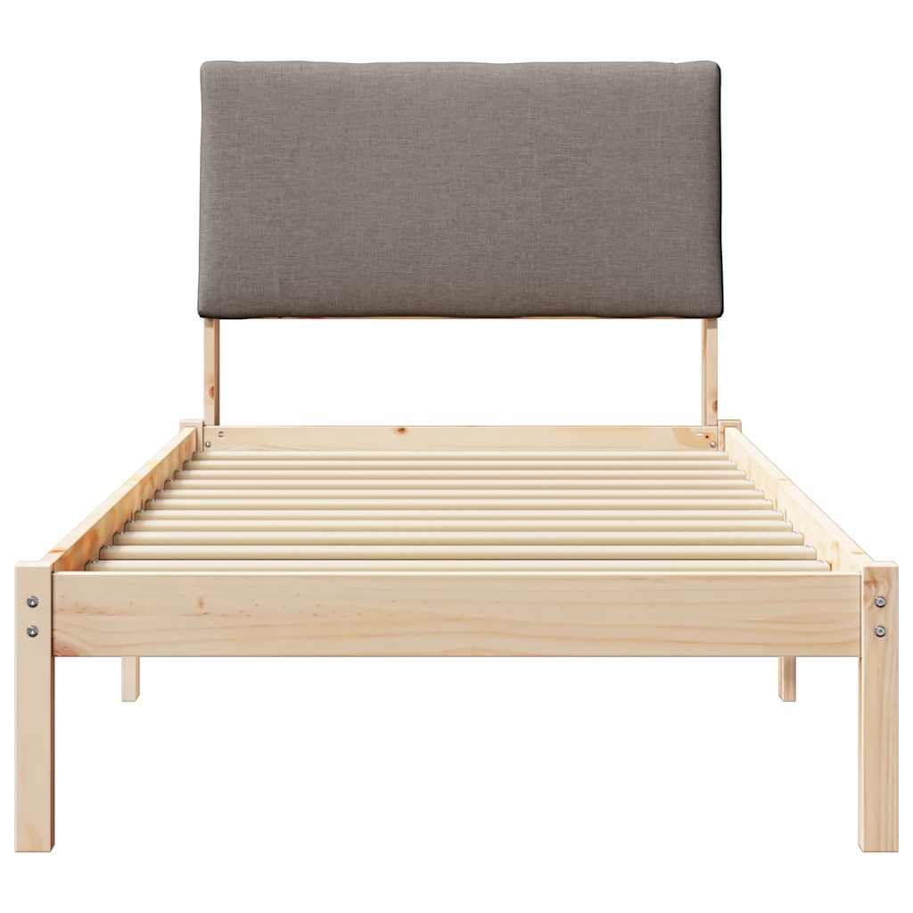 Bed frame Brown and taupe 90 x 190 cm Solid pine wood