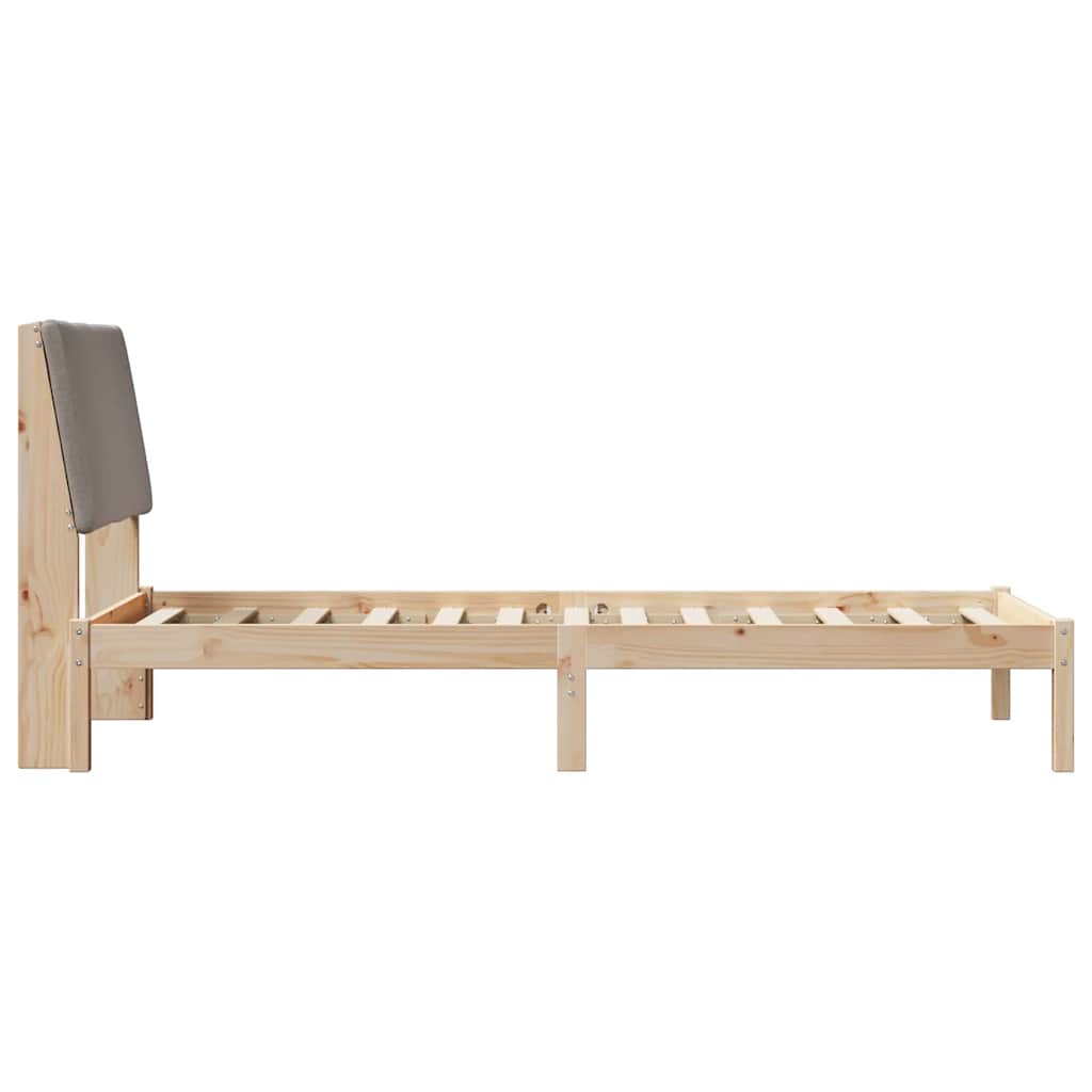 Bed frame Brown and taupe 90 x 190 cm Solid pine wood