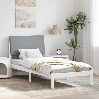 Bed frame White and light grey 90 x 190 cm Solid pine wood