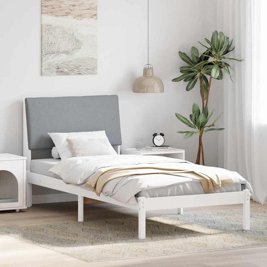 Bed frame White and light grey 90 x 190 cm Solid pine wood