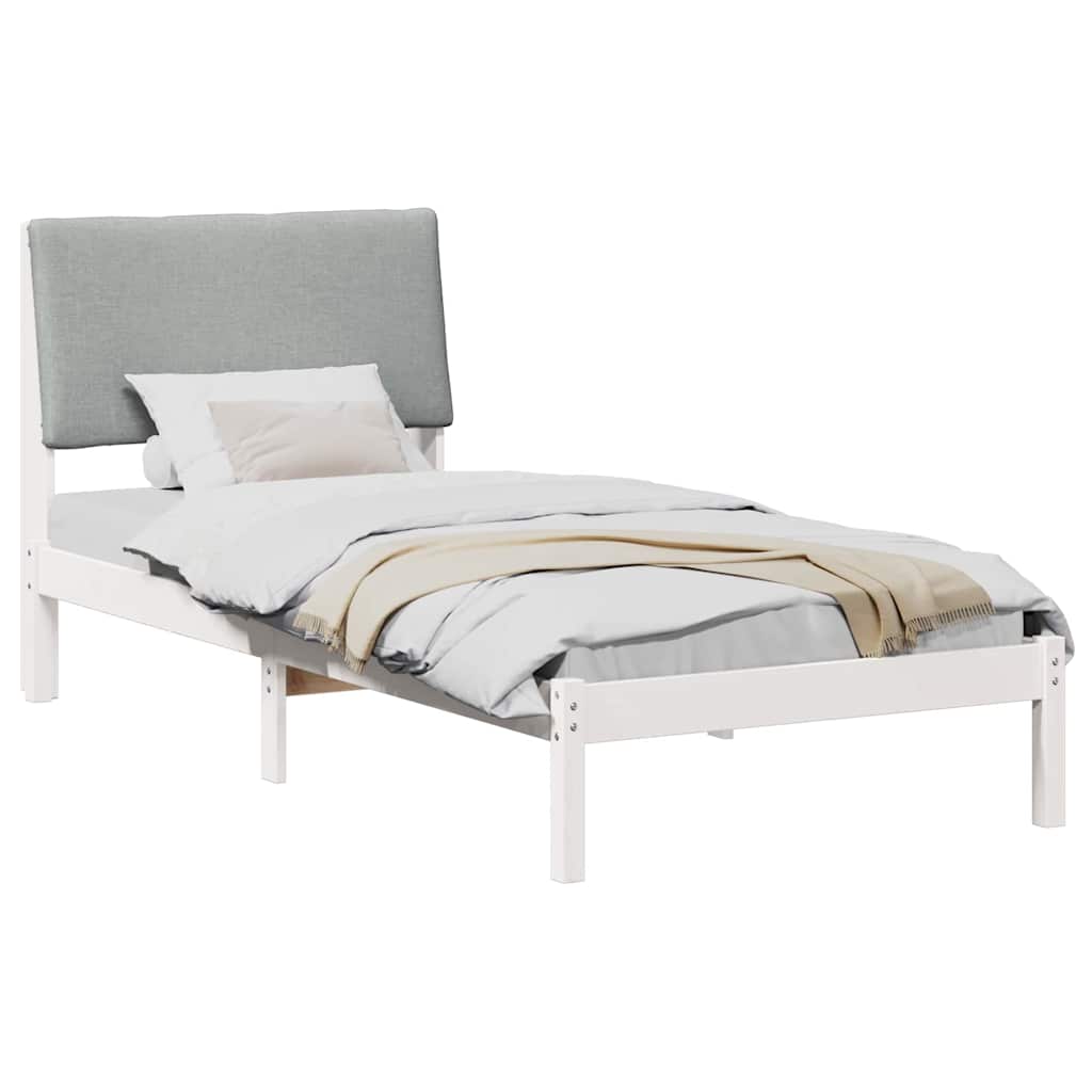 Bed frame White and light grey 90 x 190 cm Solid pine wood