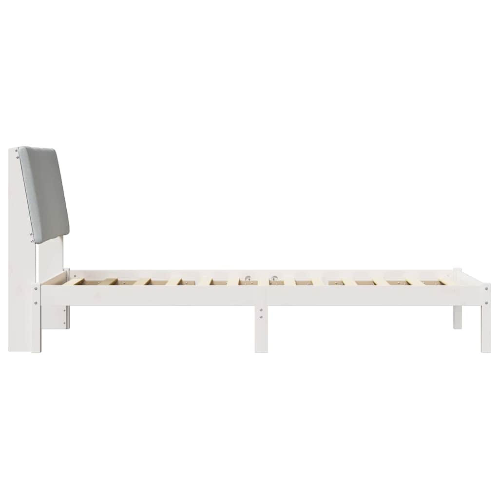 Bed frame White and light grey 90 x 190 cm Solid pine wood
