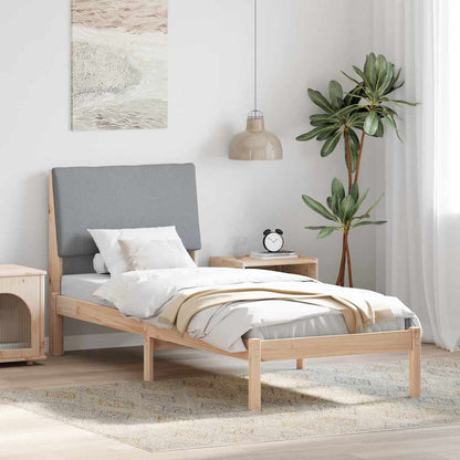 Bed frame Brown and light grey 75 x 190 cm Solid pine wood