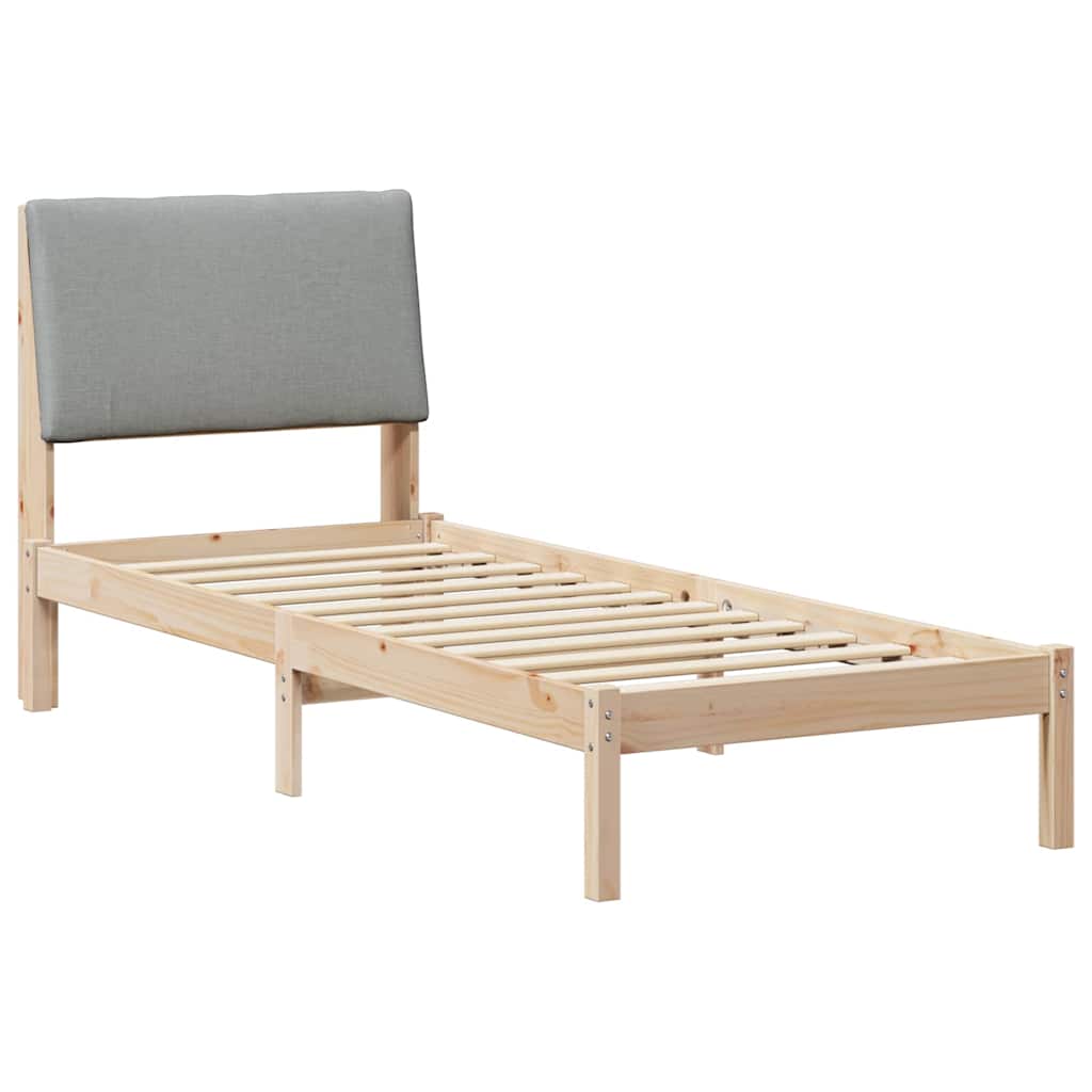 Bed frame Brown and light grey 75 x 190 cm Solid pine wood