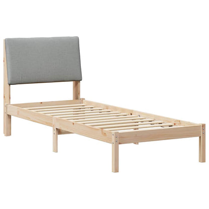 Bed frame Brown and light grey 75 x 190 cm Solid pine wood