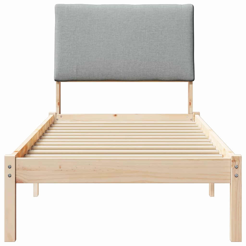 Bed frame Brown and light grey 75 x 190 cm Solid pine wood