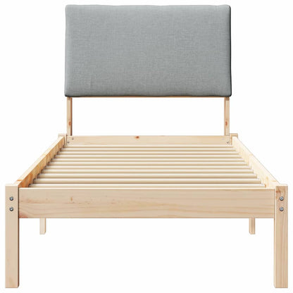 Bed frame Brown and light grey 75 x 190 cm Solid pine wood