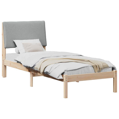 Bed frame Brown and light grey 75 x 190 cm Solid pine wood