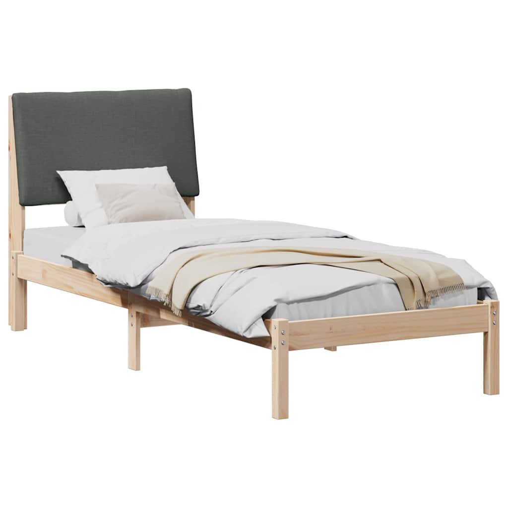 Bed frame Brown and dark grey 75 x 190 cm Solid pine wood