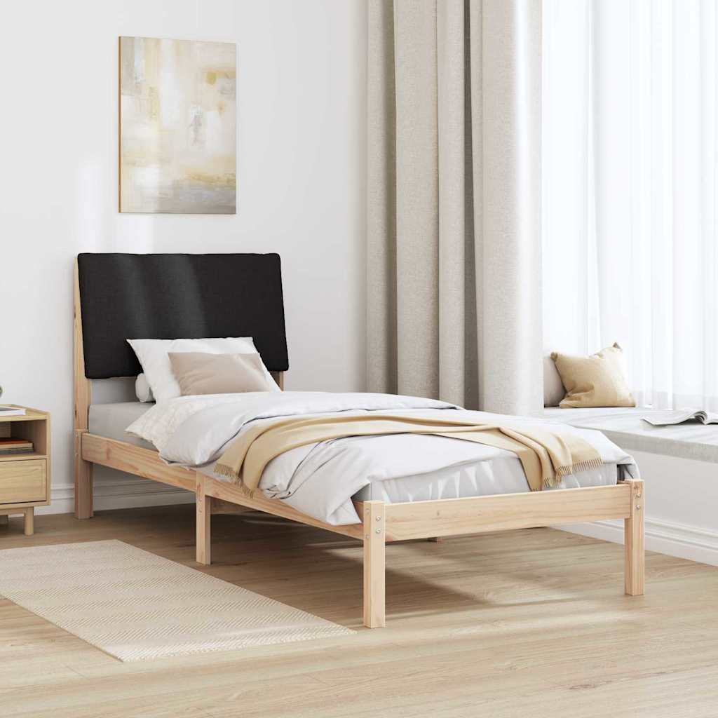 Bed frame Brown and black 75 x 190 cm Solid pine wood