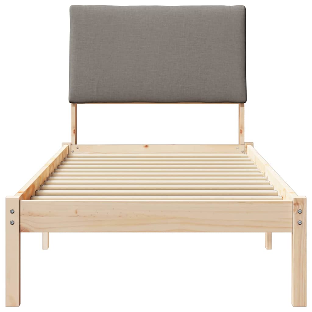 Bed frame Brown and taupe 75 x 190 cm Solid pine wood