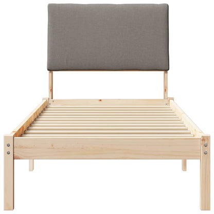 Bed frame Brown and taupe 75 x 190 cm Solid pine wood