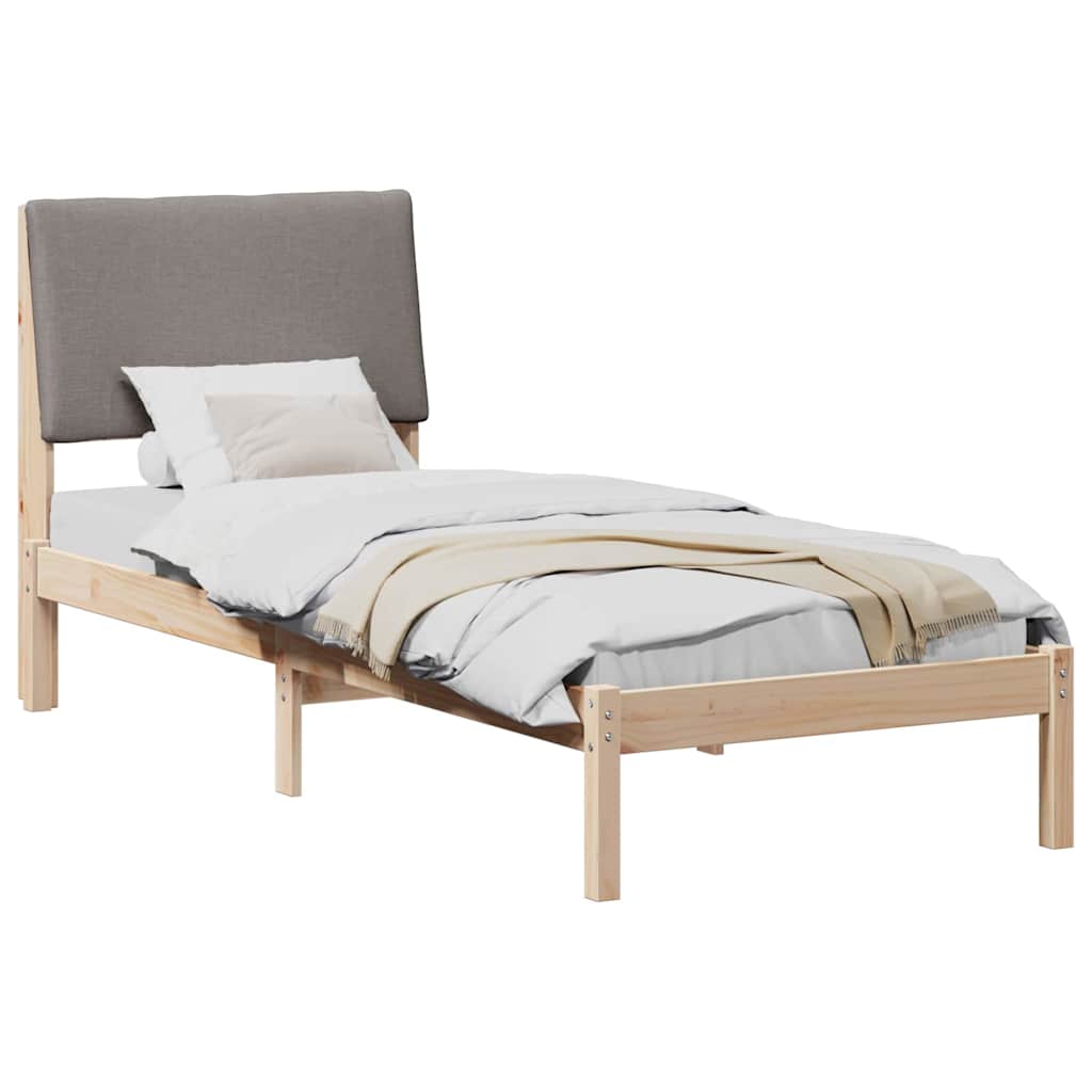 Bed frame Brown and taupe 75 x 190 cm Solid pine wood