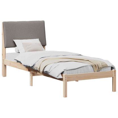 Bed frame Brown and taupe 75 x 190 cm Solid pine wood