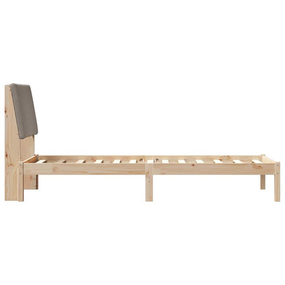 Bed frame Brown and taupe 75 x 190 cm Solid pine wood