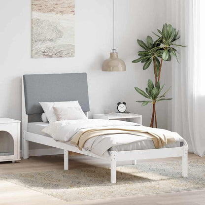 Bed frame White and light grey 75 x 190 cm Solid pine wood