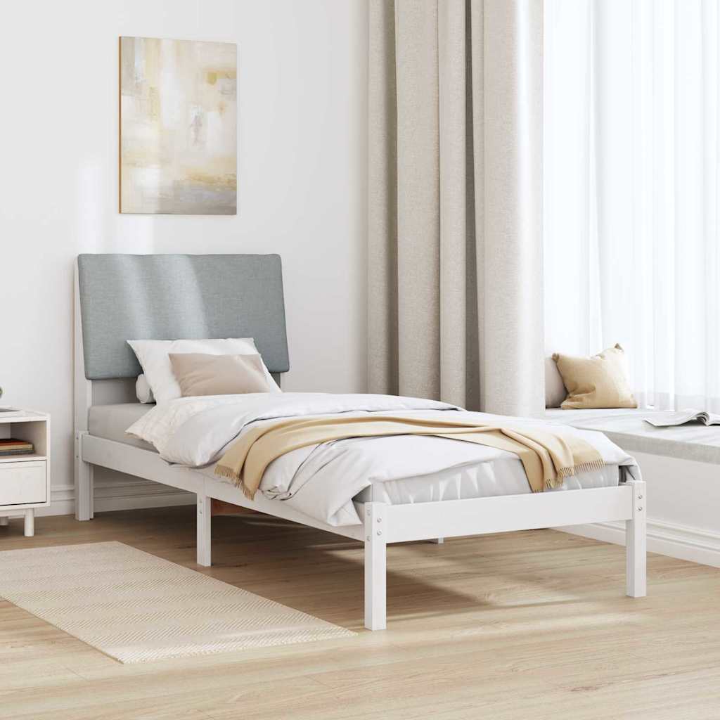 Bed frame White and light grey 75 x 190 cm Solid pine wood