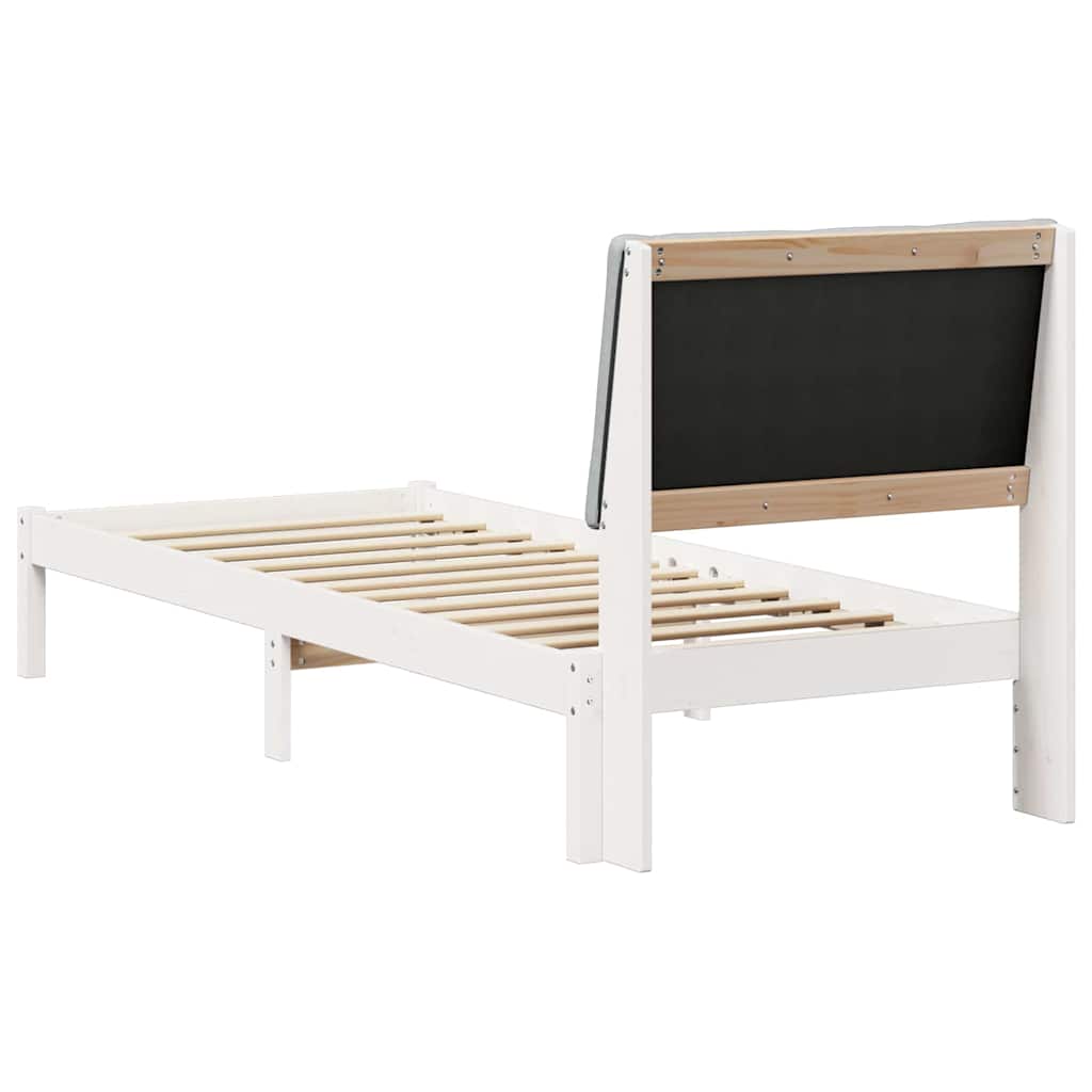 Bed frame White and light grey 75 x 190 cm Solid pine wood