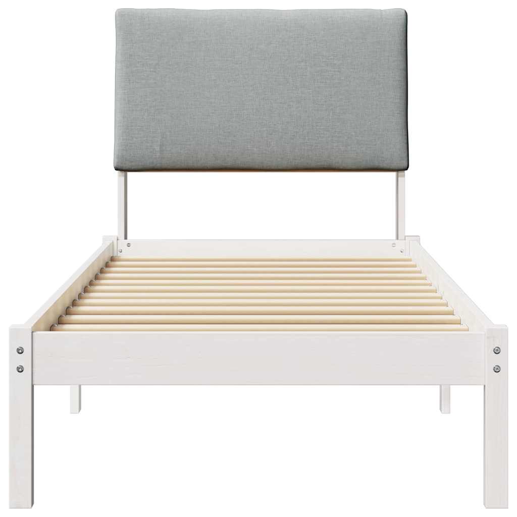 Bed frame White and light grey 75 x 190 cm Solid pine wood