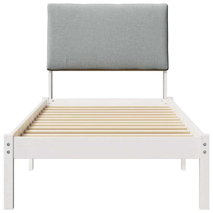 Bed frame White and light grey 75 x 190 cm Solid pine wood
