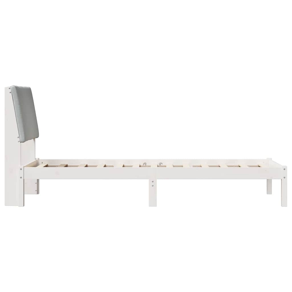 Bed frame White and light grey 75 x 190 cm Solid pine wood