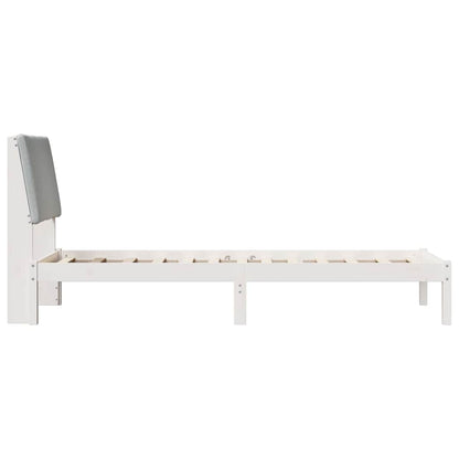 Bed frame White and light grey 75 x 190 cm Solid pine wood