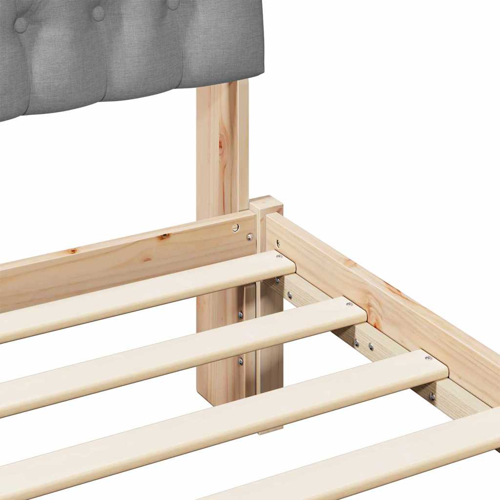 Bed Frame Light Grey 140 x 200 cm Solid Pine Wood
