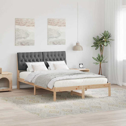 Bed Frame with Headboard Dark Grey 140 x 200 cm Solid Pine Wood