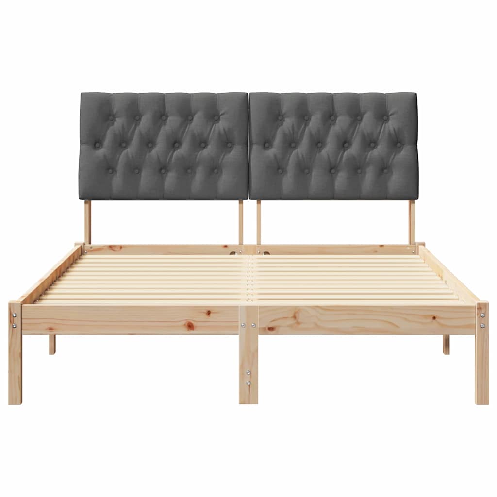 Bed Frame with Headboard Dark Grey 140 x 200 cm Solid Pine Wood