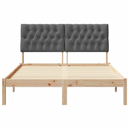 Bed Frame with Headboard Dark Grey 140 x 200 cm Solid Pine Wood